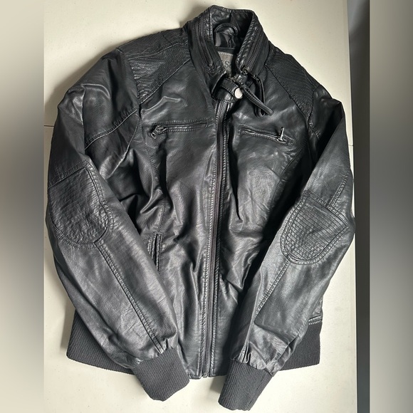 Ci Sono Black Faux Leather Moto Jacket Size Medium - Picture 3 of 6